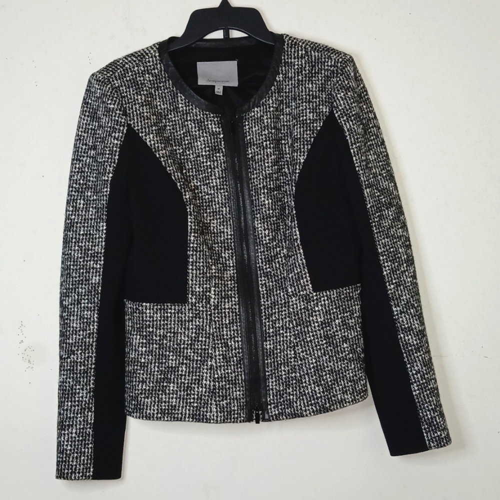 Classiques Entier tweed/leather trim jacket‎ Size Medium